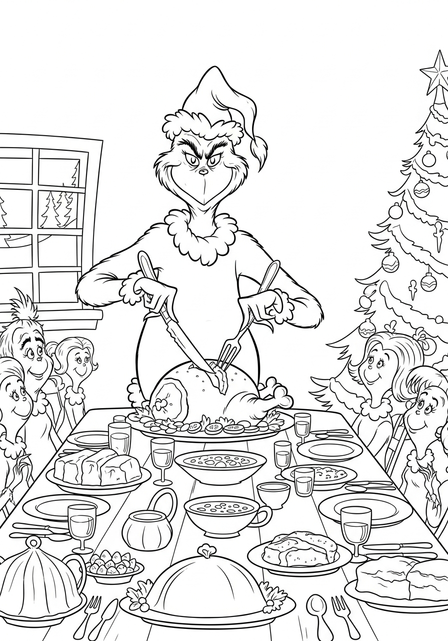 Grinch Coloring Pages 5 Grinch carving roast beast feast coloring page