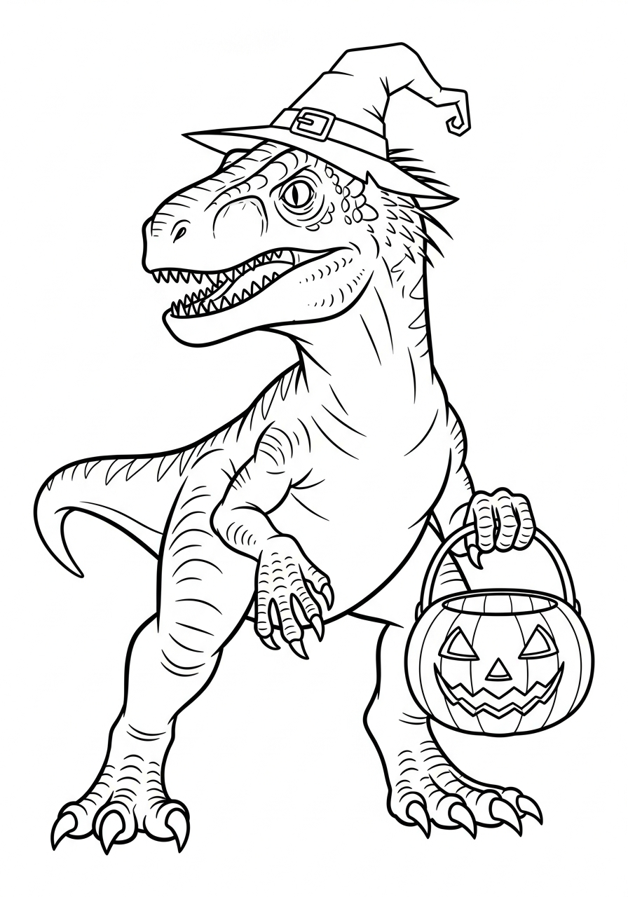 Indoraptor Coloring Pages 7 Halloween Indoraptor with pumpkin coloring page