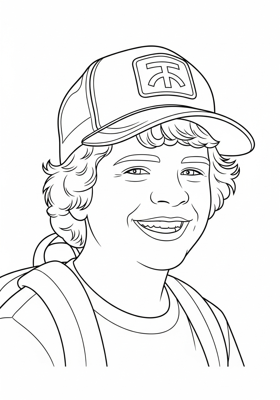 Stranger Things Coloring Pages 11 Happy Dustin Henderson Stranger Things coloring page