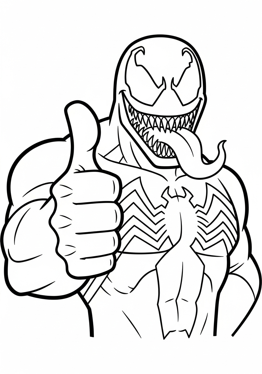 Happy Venom showing thumbs up coloring page