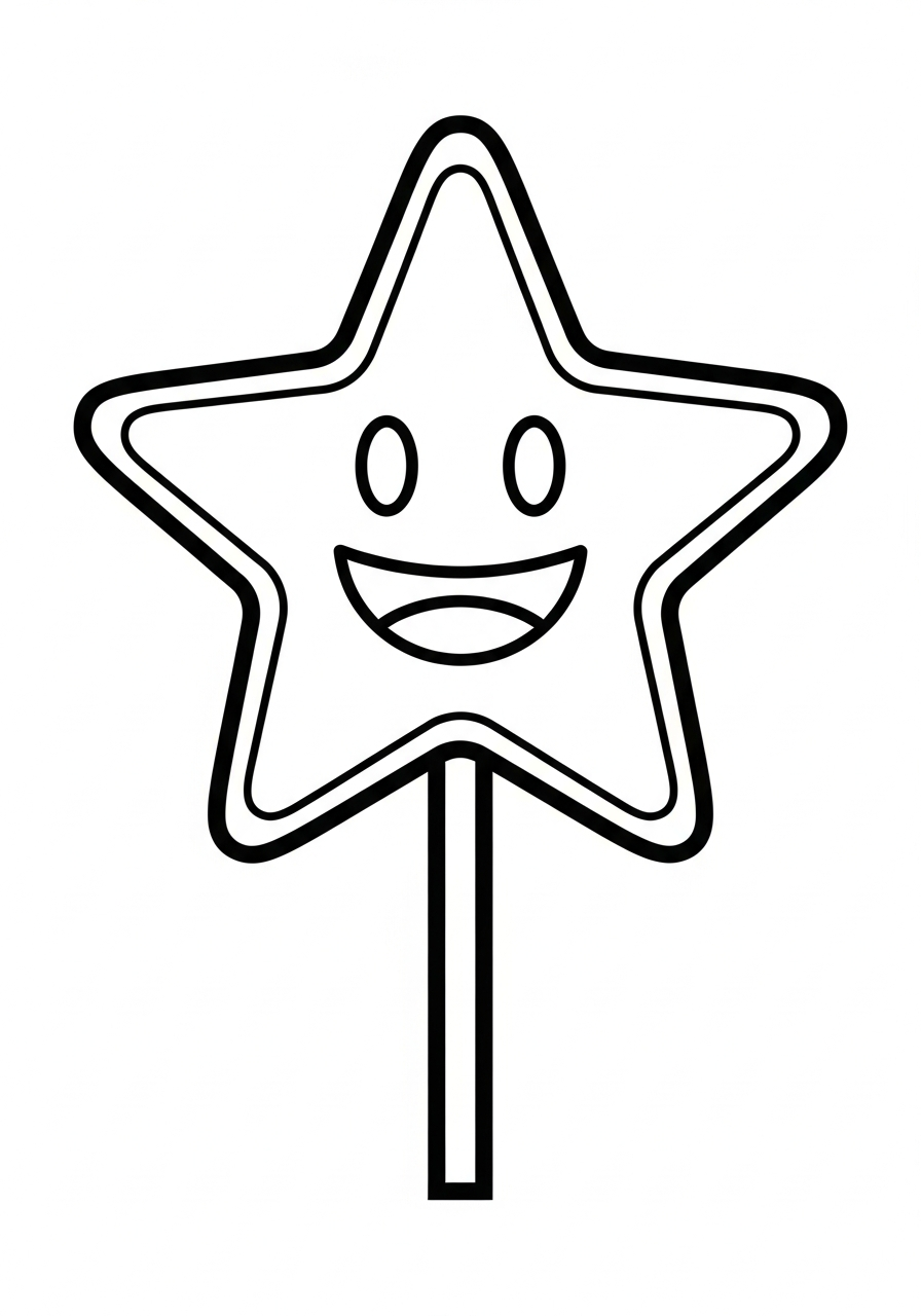 Lollipop Coloring Pages 19 Happy smiley face star lollipop coloring page