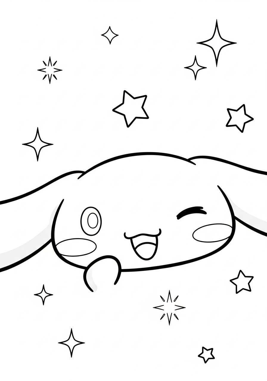 Cinnamoroll Coloring Pages 24 Happy winking Cinnamoroll face coloring page