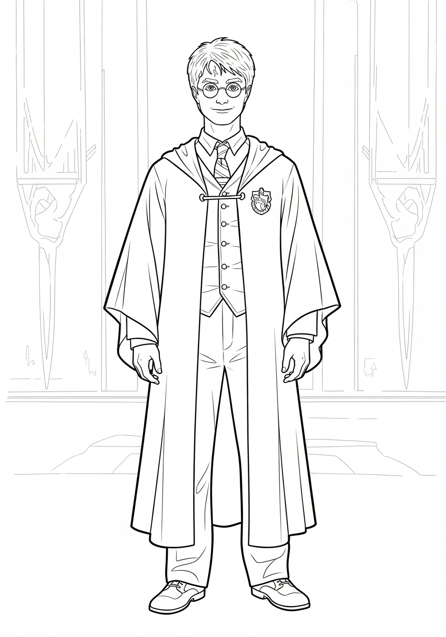 Harry Potter Coloring Pages 10 Harry wearing Yule Ball dress robes coloring page