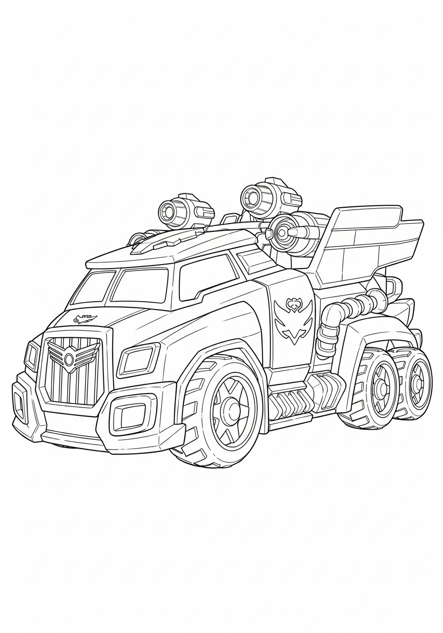 PJ Mask Coloring Pages 15 Huge PJ Seeker truck details coloring page
