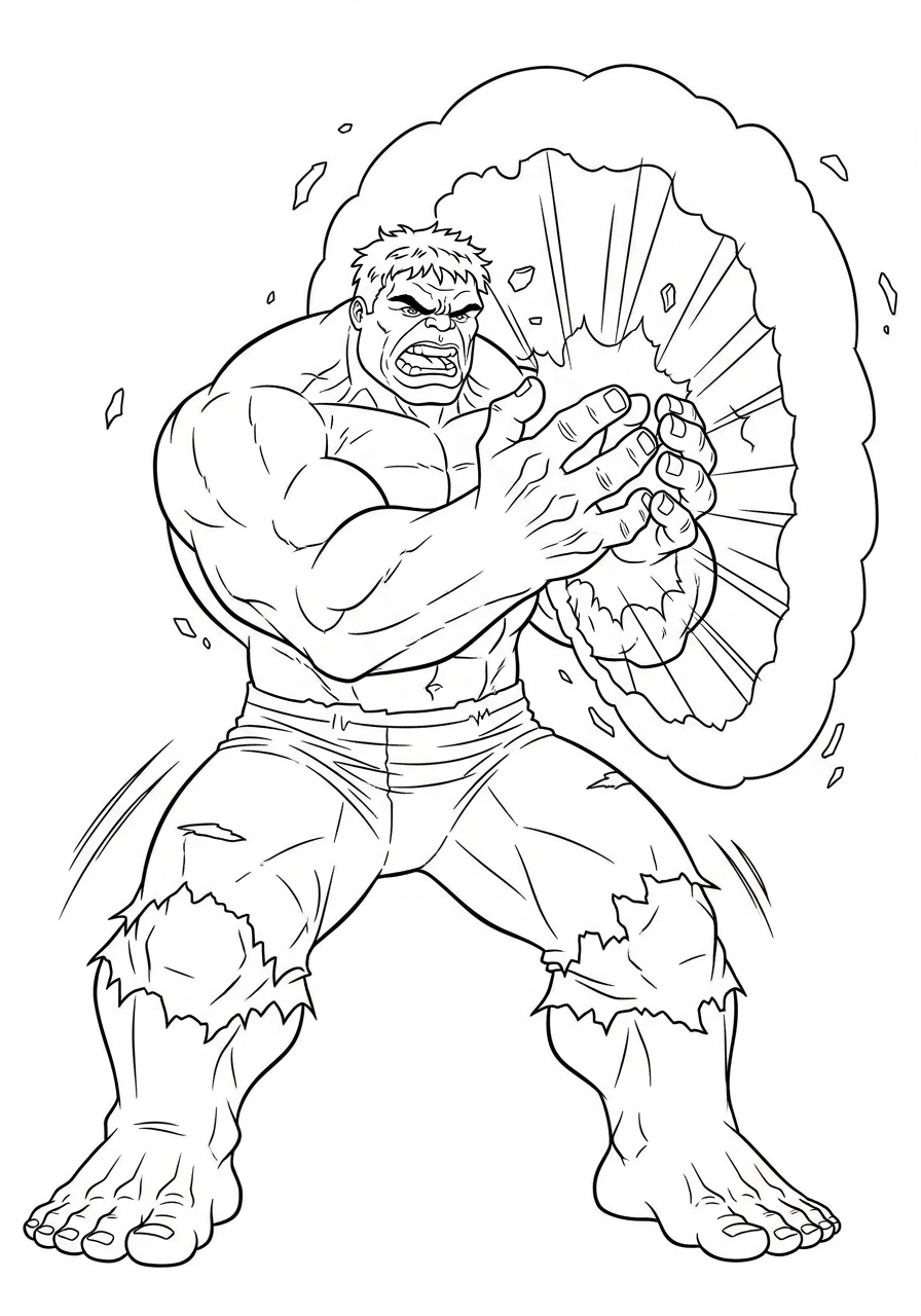 Hulk clapping hands sonic boom coloring page