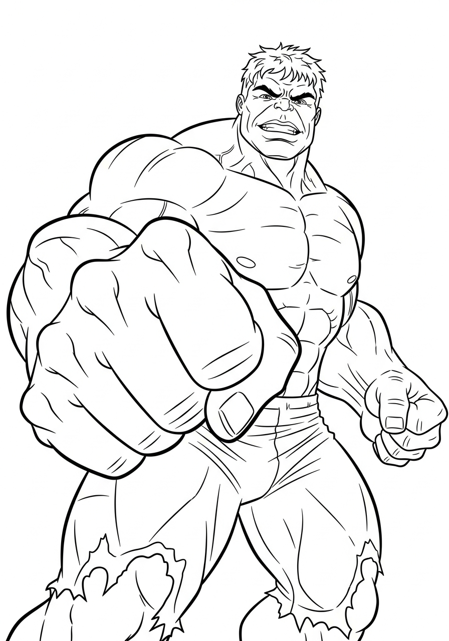 Hulk doing fist bump action coloring page