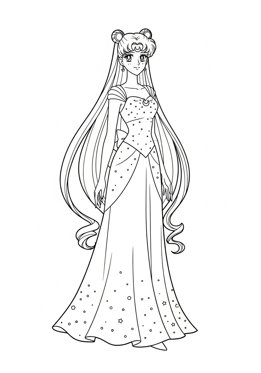 Sailor Moon Coloring Pages 6 Human form Luna princess coloring page