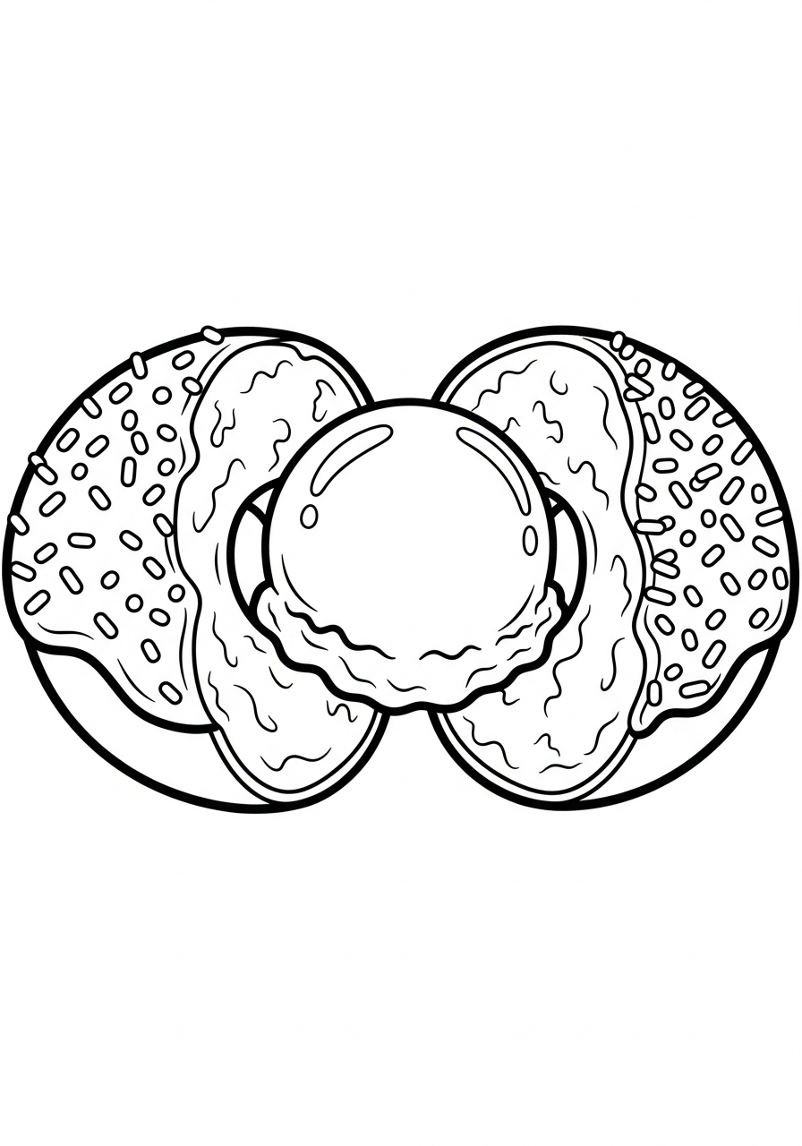 Donut Coloring Pages 24 Ice cream sandwich donut dessert coloring page