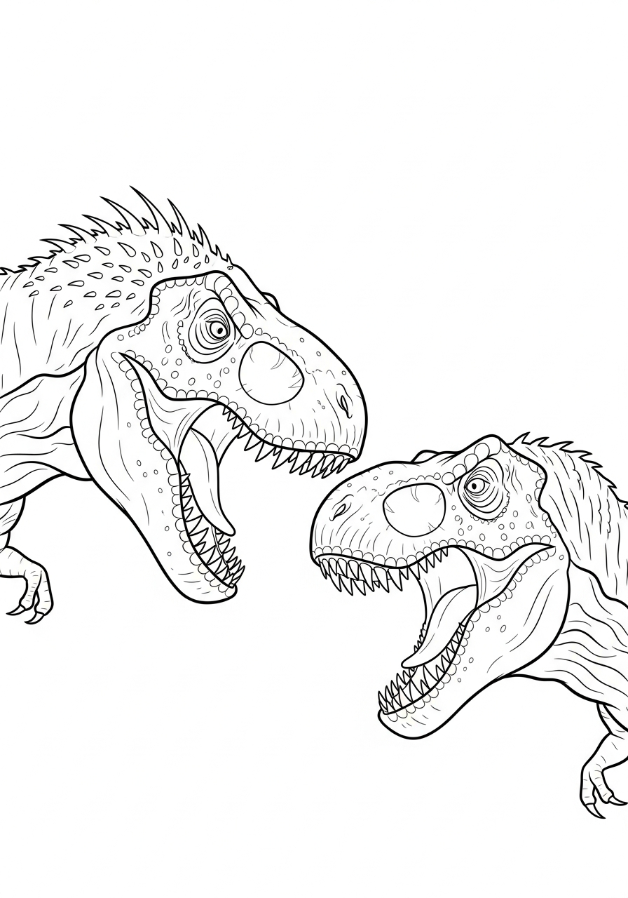 Indominus Rex Coloring Pages 11 Indominus Rex fighting T-Rex coloring page