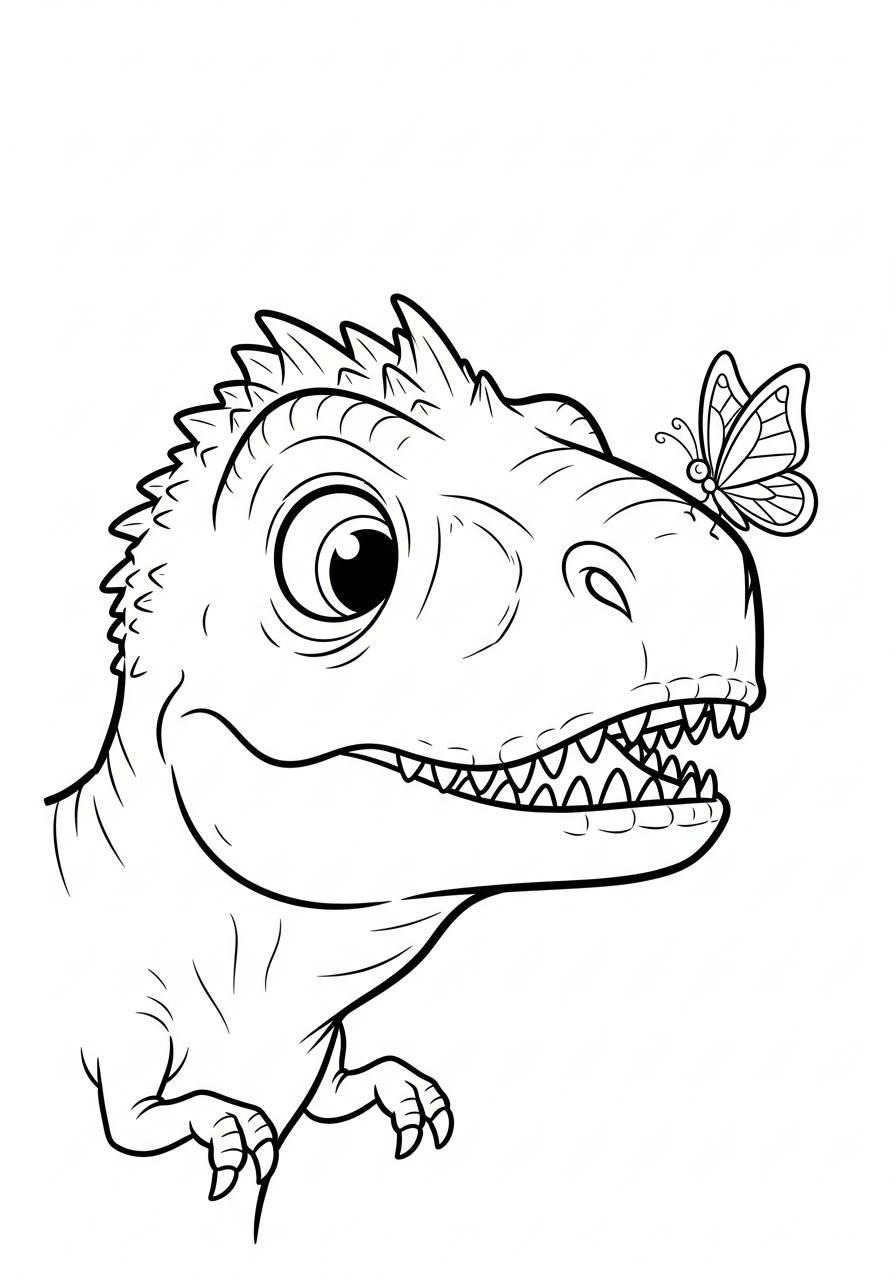 Indominus Rex Coloring Pages 13 Indominus Rex looking at butterfly coloring page