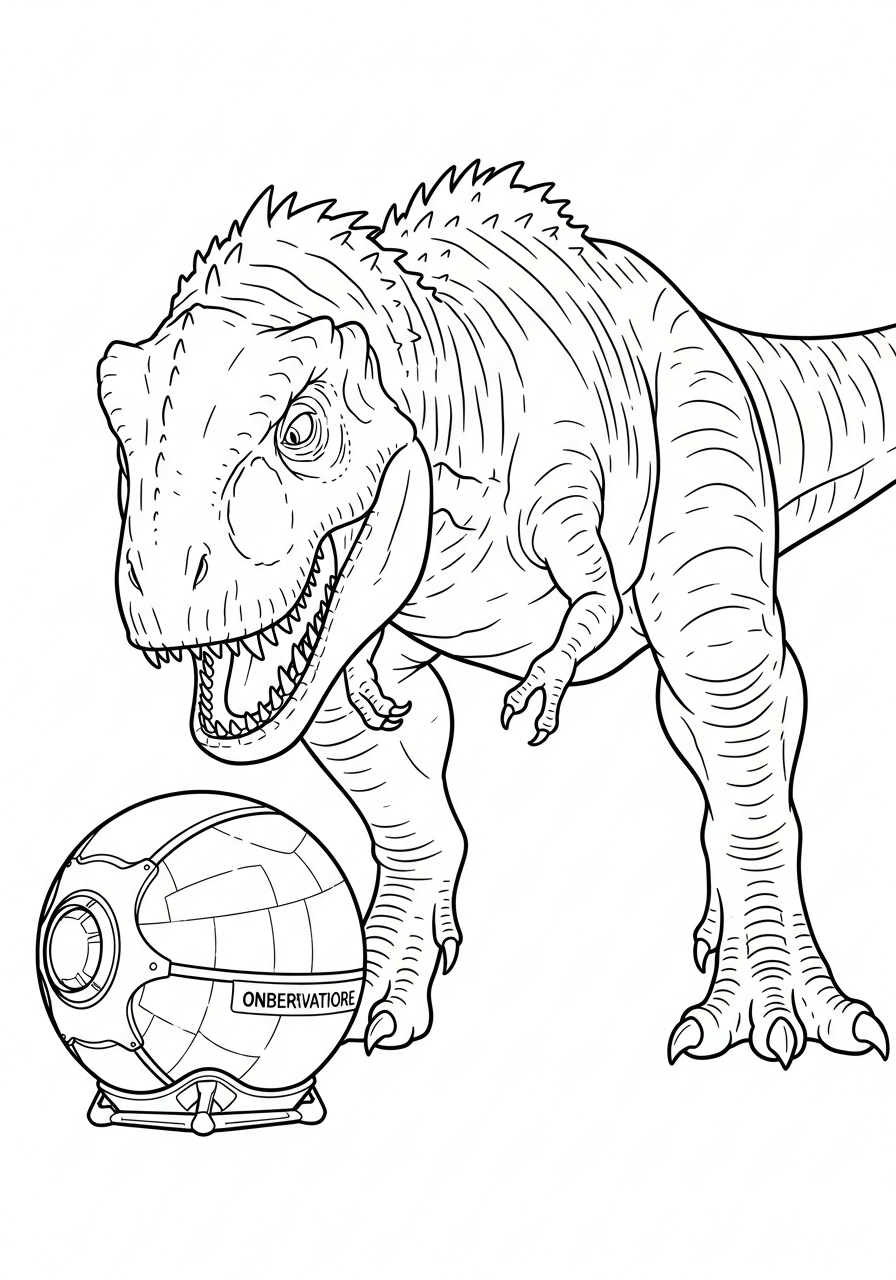 Indominus Rex Coloring Pages 15 Indominus Rex near round gyrosphere coloring page