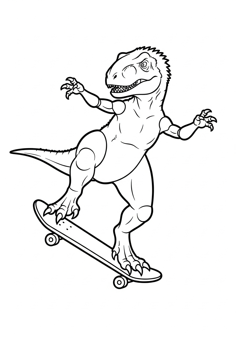 Indominus Rex Coloring Pages 17 Indominus Rex riding a skateboard coloring page