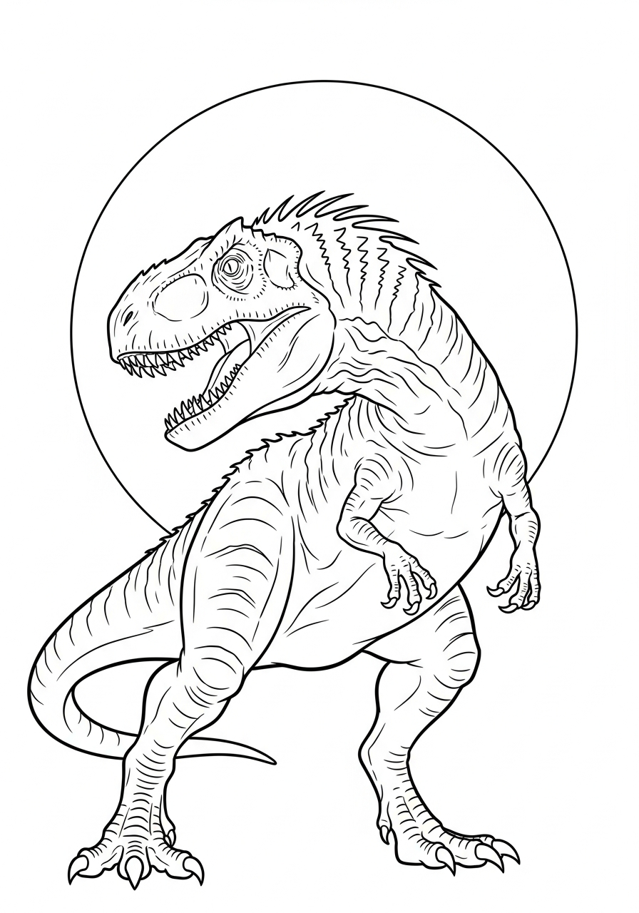 Indominus Rex Coloring Pages 21 Indominus Rex with full moon coloring page