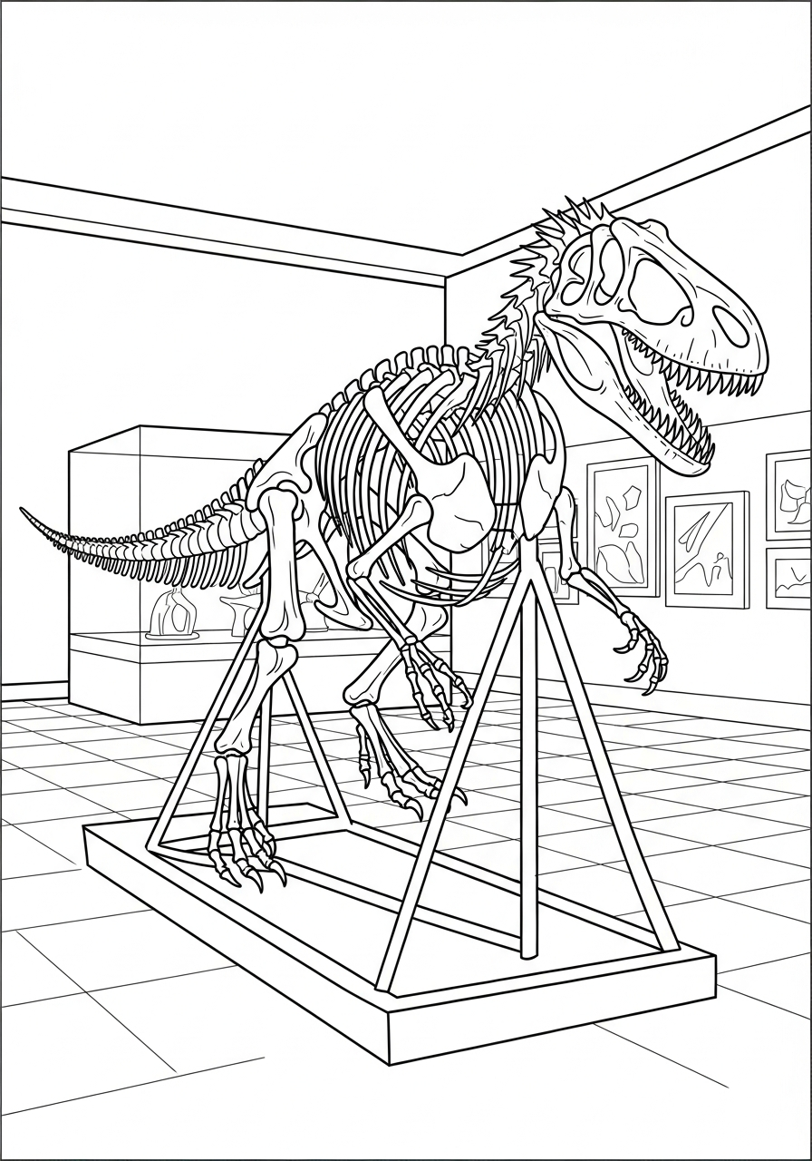 Indoraptor Coloring Pages 14 Indoraptor fossil skeleton bones coloring page