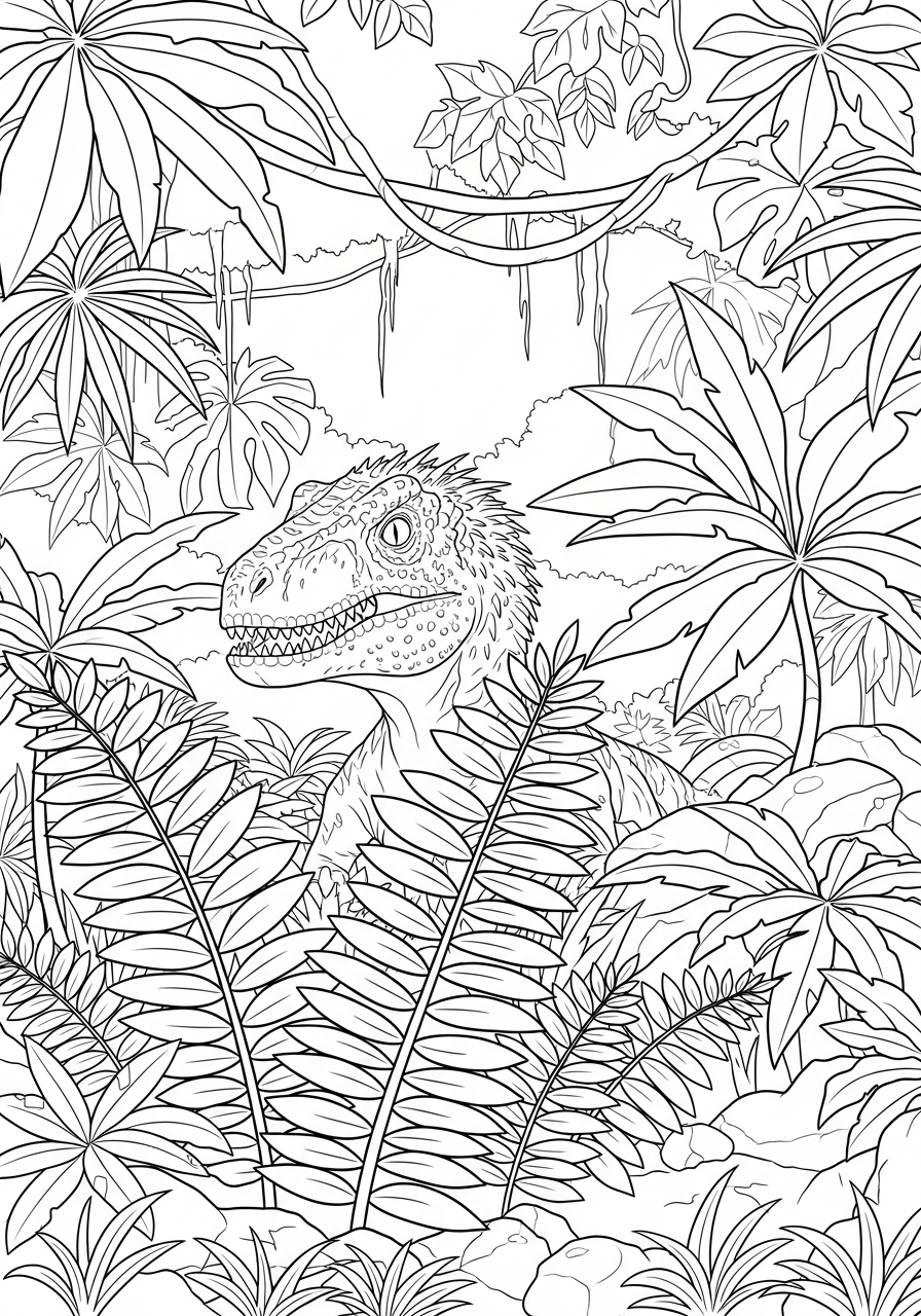Indoraptor Coloring Pages 15 Indoraptor hiding in jungle coloring page