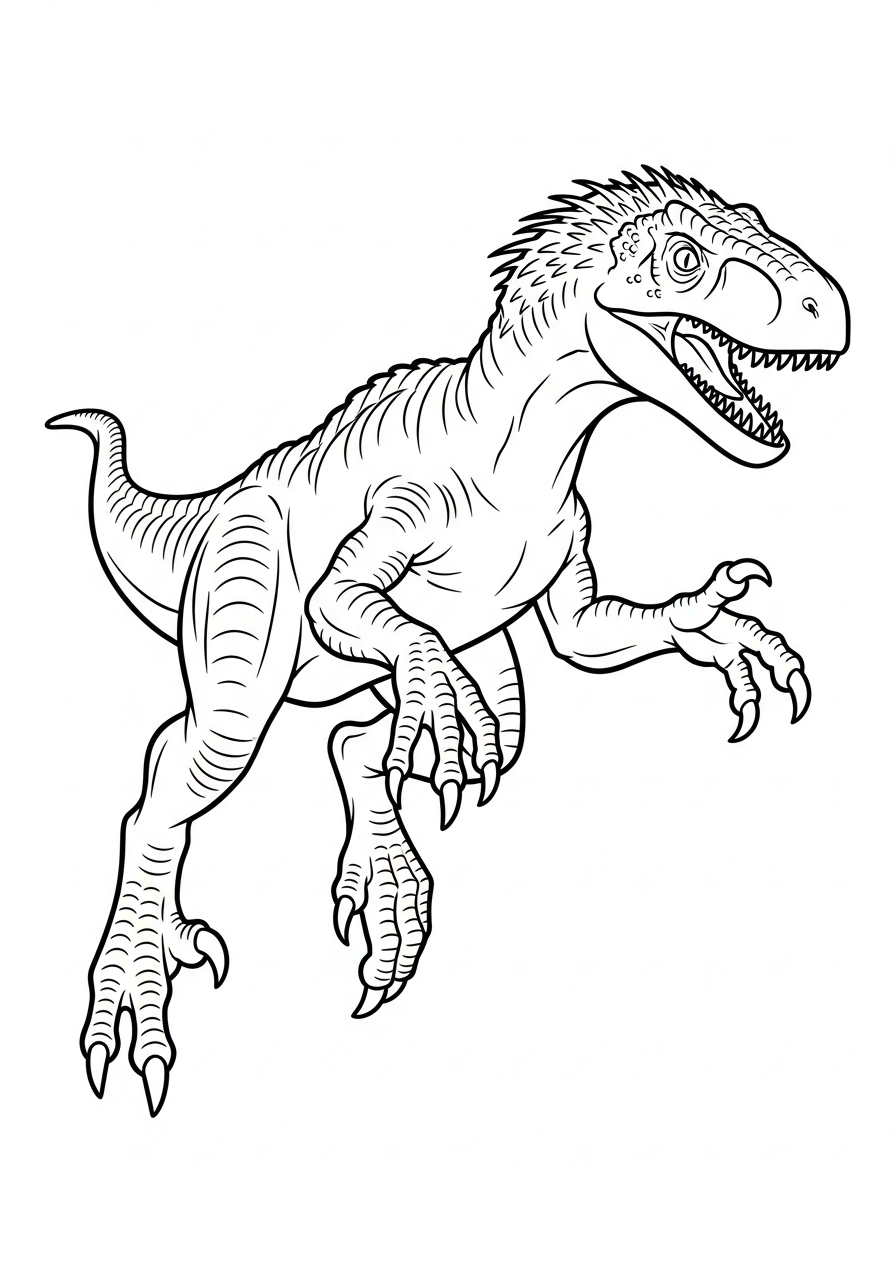 Indoraptor Coloring Pages 16 Indoraptor jumping attack pose coloring page