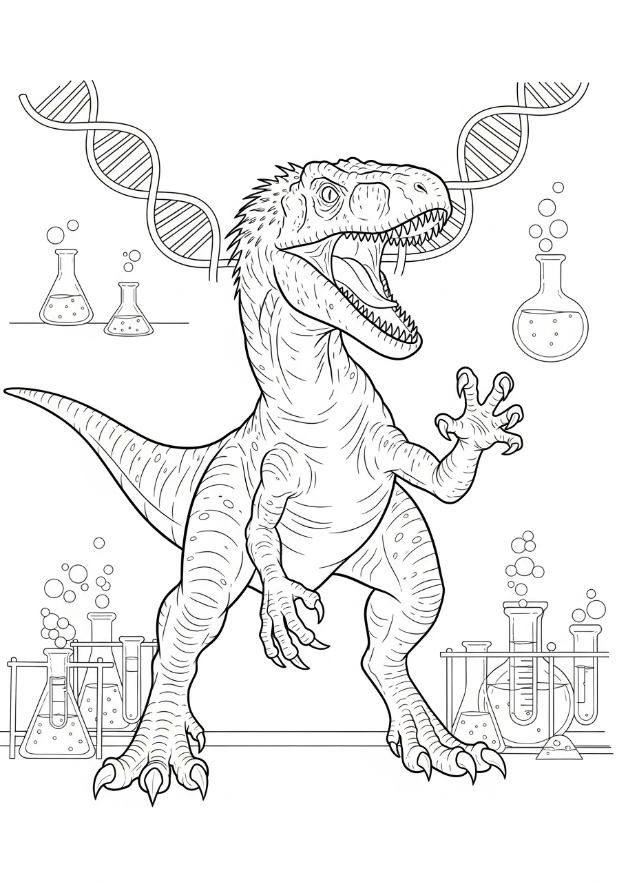 Indoraptor Coloring Pages 24 Indoraptor with DNA strands coloring page