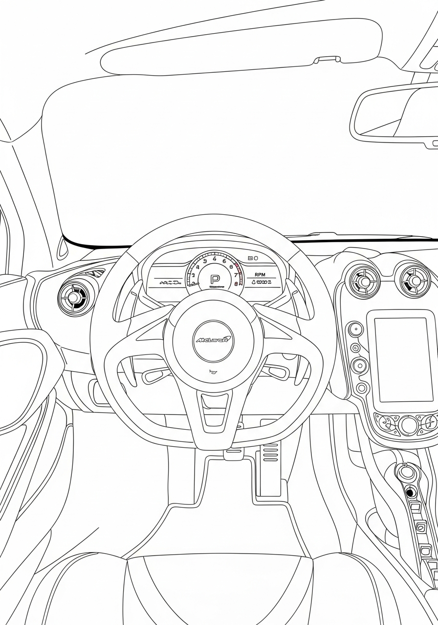 McLaren Coloring Pages 12 Inside McLaren driver cockpit view coloring page