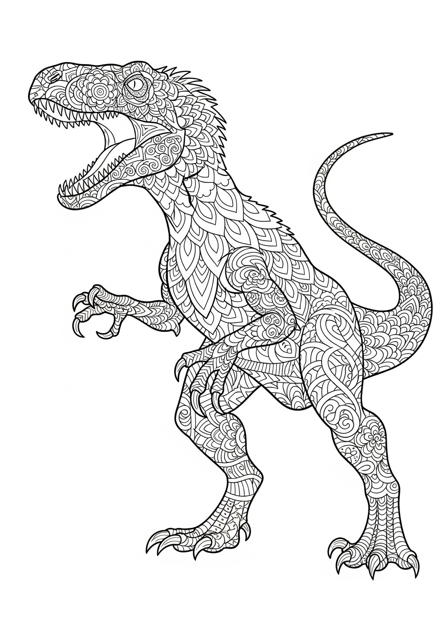 Indoraptor Coloring Pages 25 Intricate mandala pattern Indoraptor coloring page