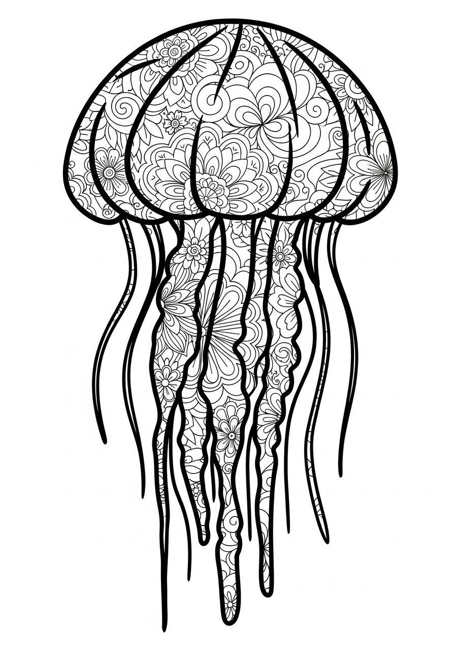 Jellyfish Coloring Pages 12 Intricate mandala pattern jellyfish coloring page