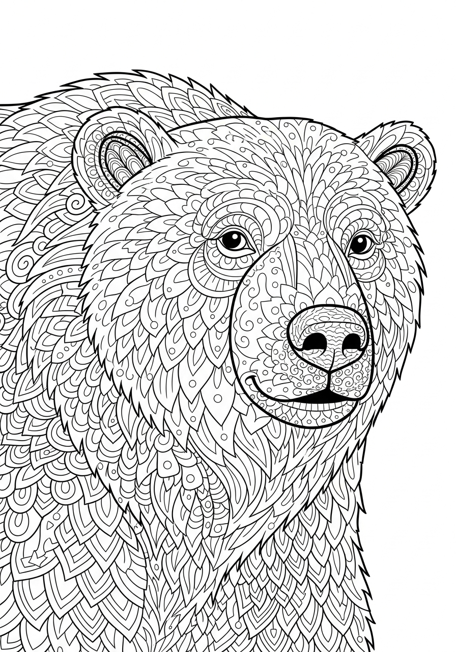 Polar Bear Coloring Pages 9 Intricate zentangle polar bear fur coloring page