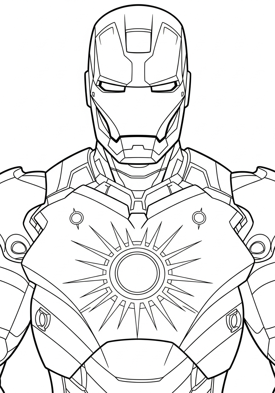 Iron Man Coloring Pages 14 Iron Man chest arc reactor coloring page