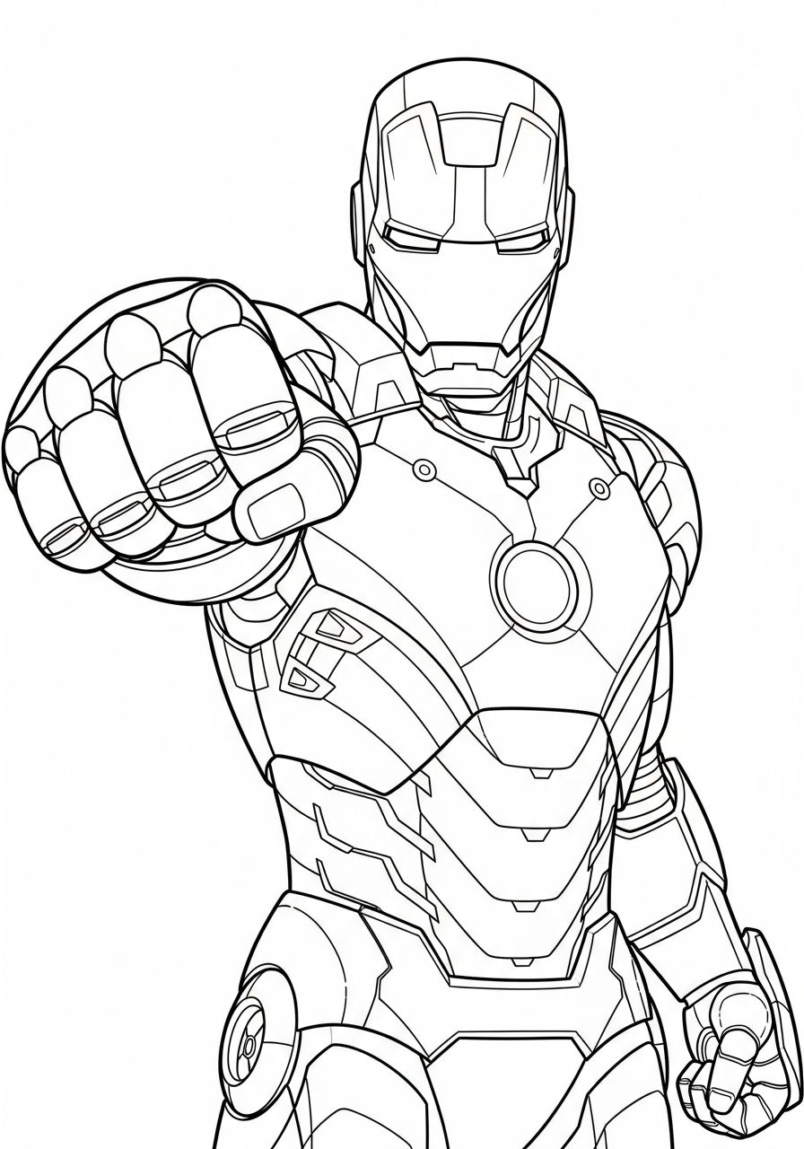 Iron Man Coloring Pages 16 Iron Man fist bump action coloring page