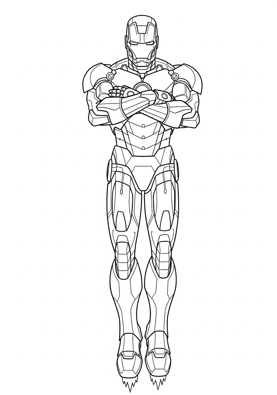 Iron Man Coloring Pages 17 Iron Man floating victory pose coloring page