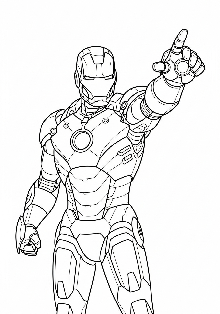 Iron Man Coloring Pages 22 Iron Man pointing forward leader coloring page