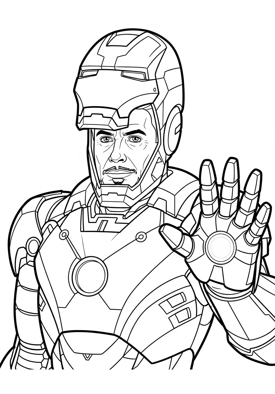 Iron Man Coloring Pages 24 Iron Man with open faceplate coloring page