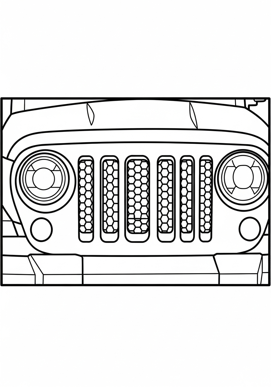 Jeep Coloring Pages 16 Jeep front grille detail coloring page