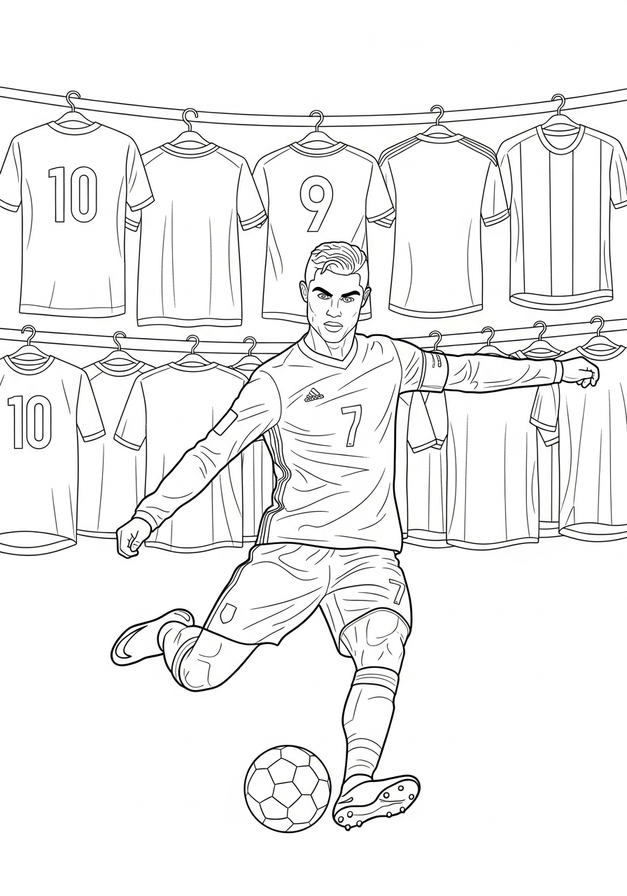 Jersey collection Cristiano Ronaldo coloring page