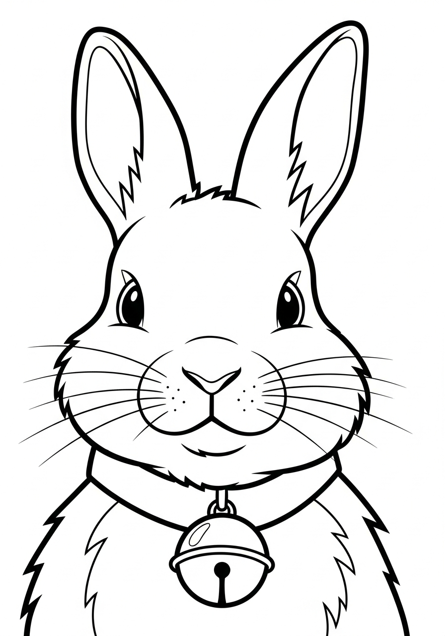 Christmas Bunny Coloring Pages 17 Jingle bell collar Christmas Bunny coloring page