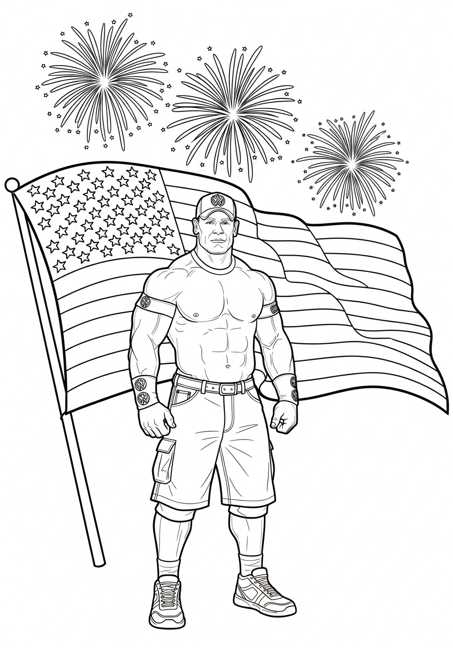 John Cena Coloring Pages 3 John Cena American flag background coloring page