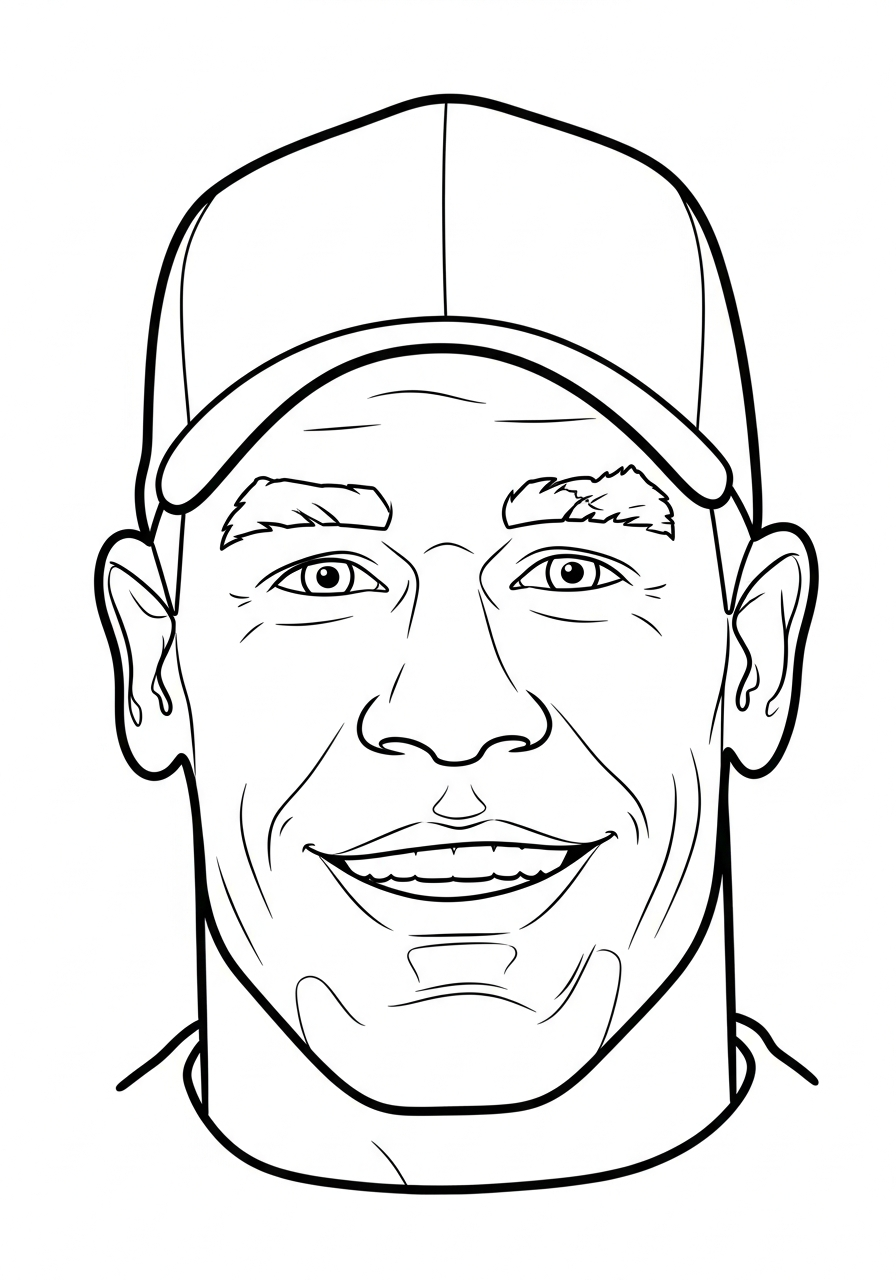 John Cena Coloring Pages 5 John Cena cartoon face portrait coloring page