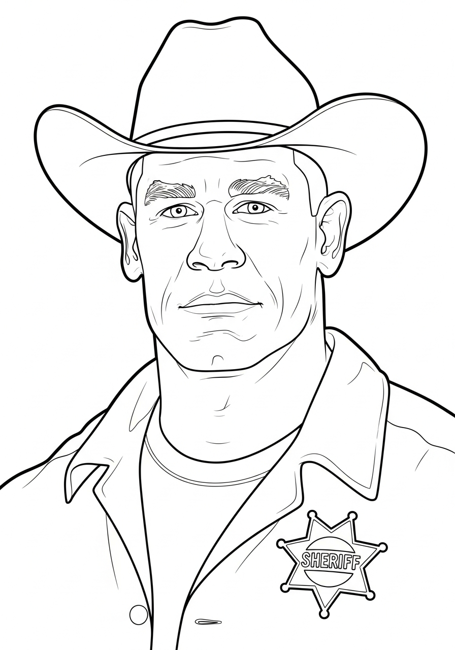 John Cena Coloring Pages 6 John Cena cowboy hat sheriff coloring page