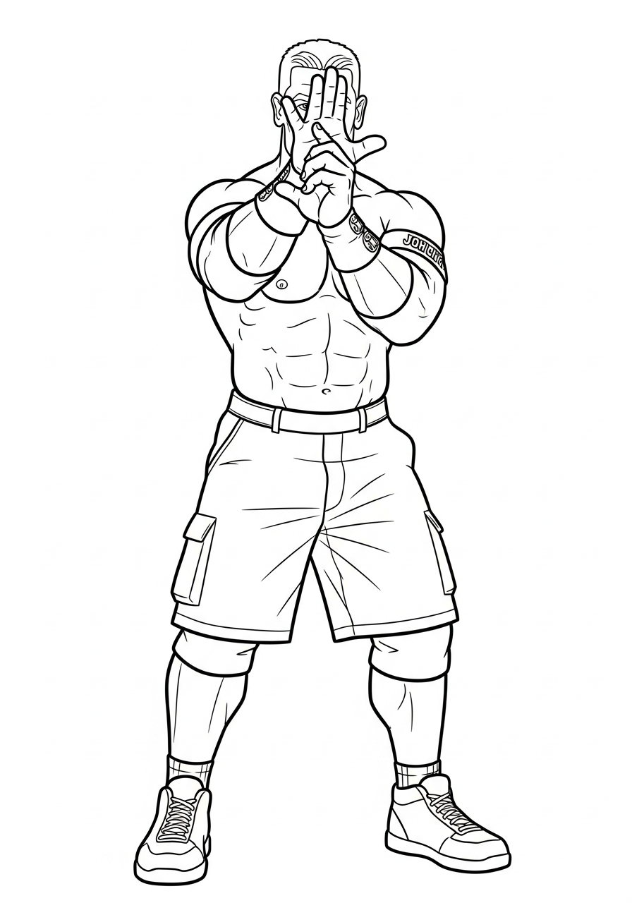John Cena Coloring Pages 7 John Cena doing hand wave coloring page