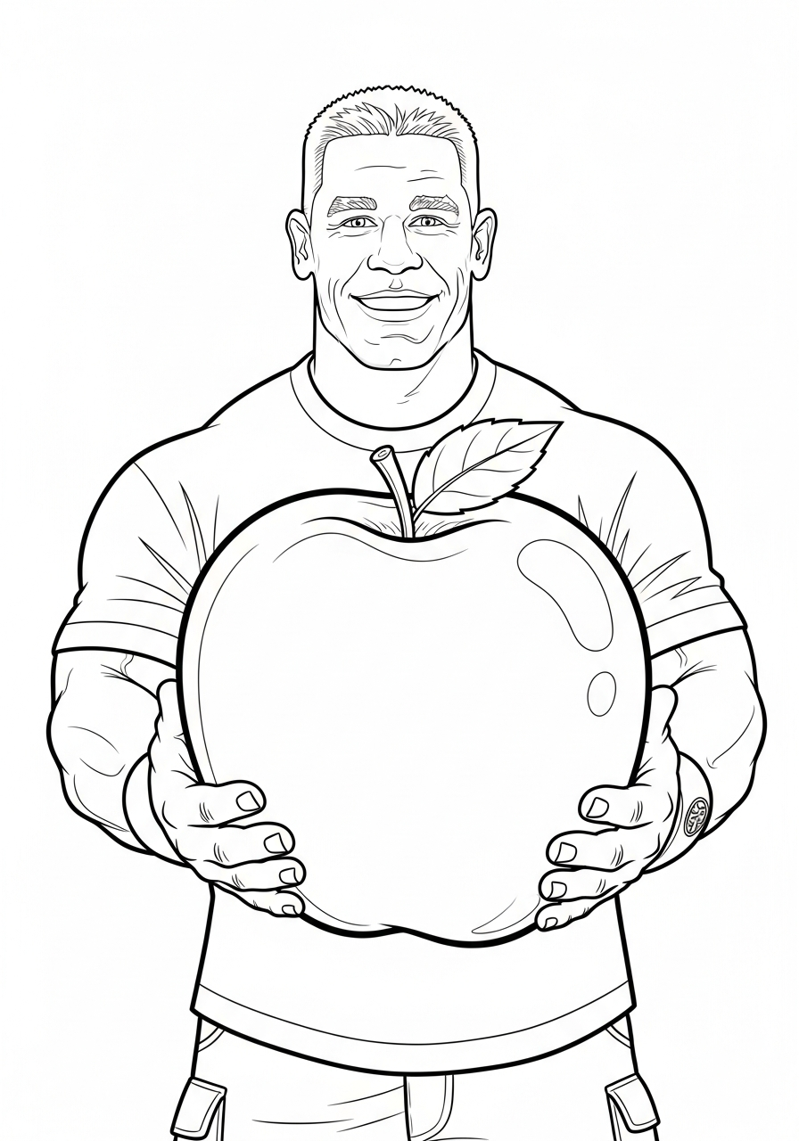 John Cena Coloring Pages 9 John Cena eating healthy apple coloring page
