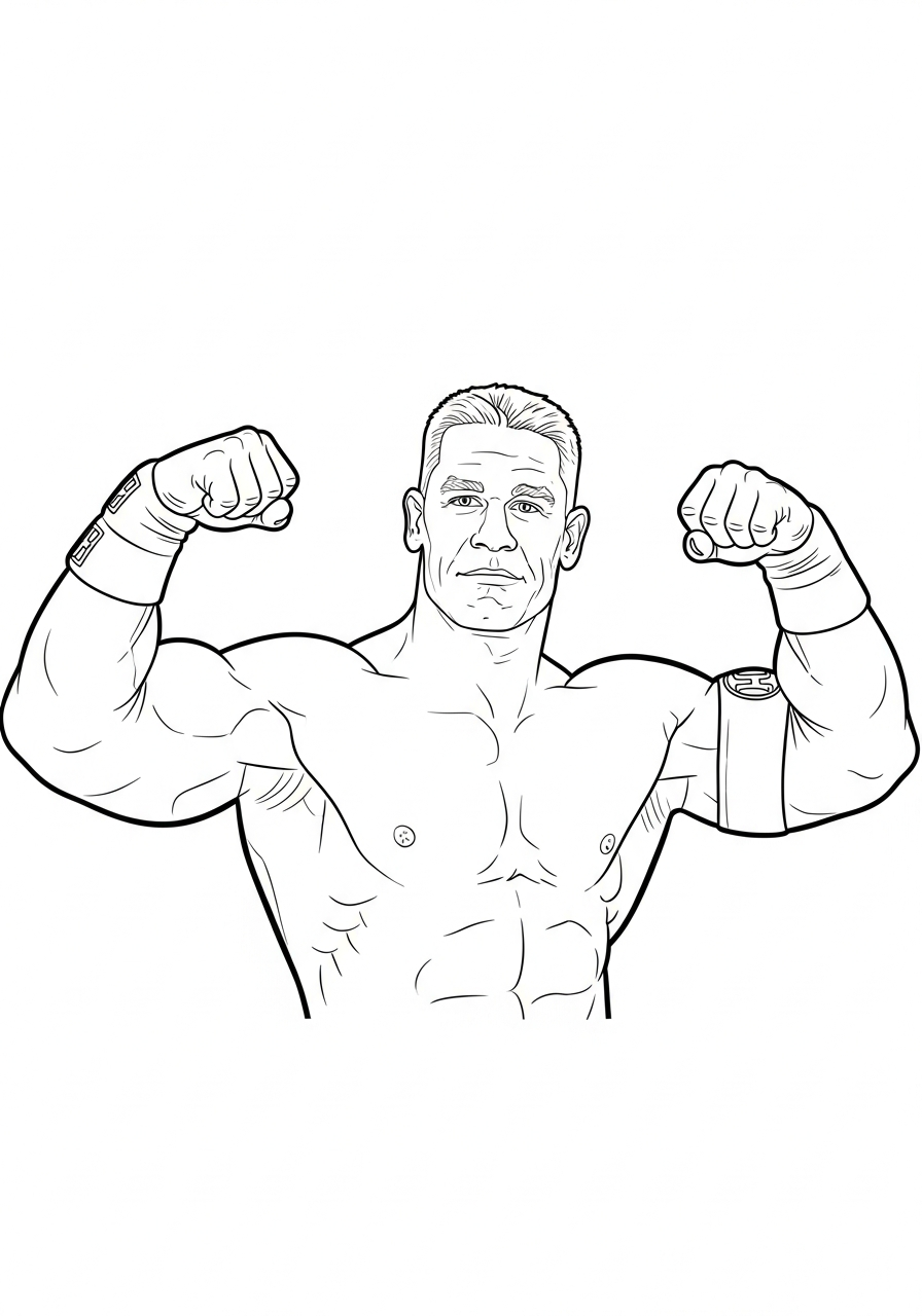 John Cena Coloring Pages 10 John Cena flexing big muscles coloring page