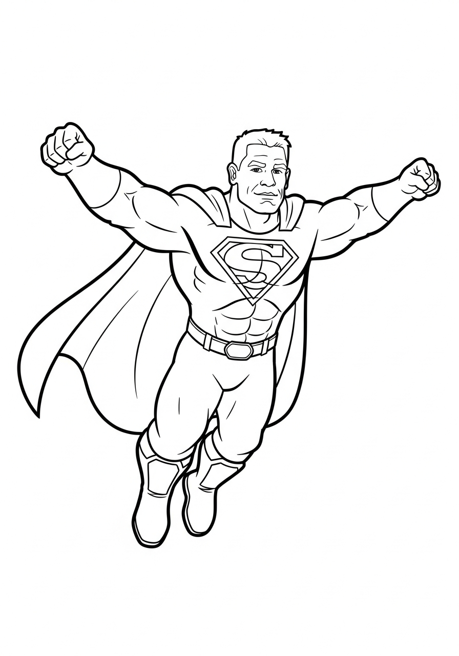 John Cena Coloring Pages 11 John Cena flying superhero cape coloring page