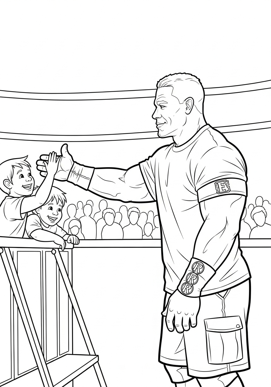 John Cena Coloring Pages 12 John Cena high fiving fan coloring page