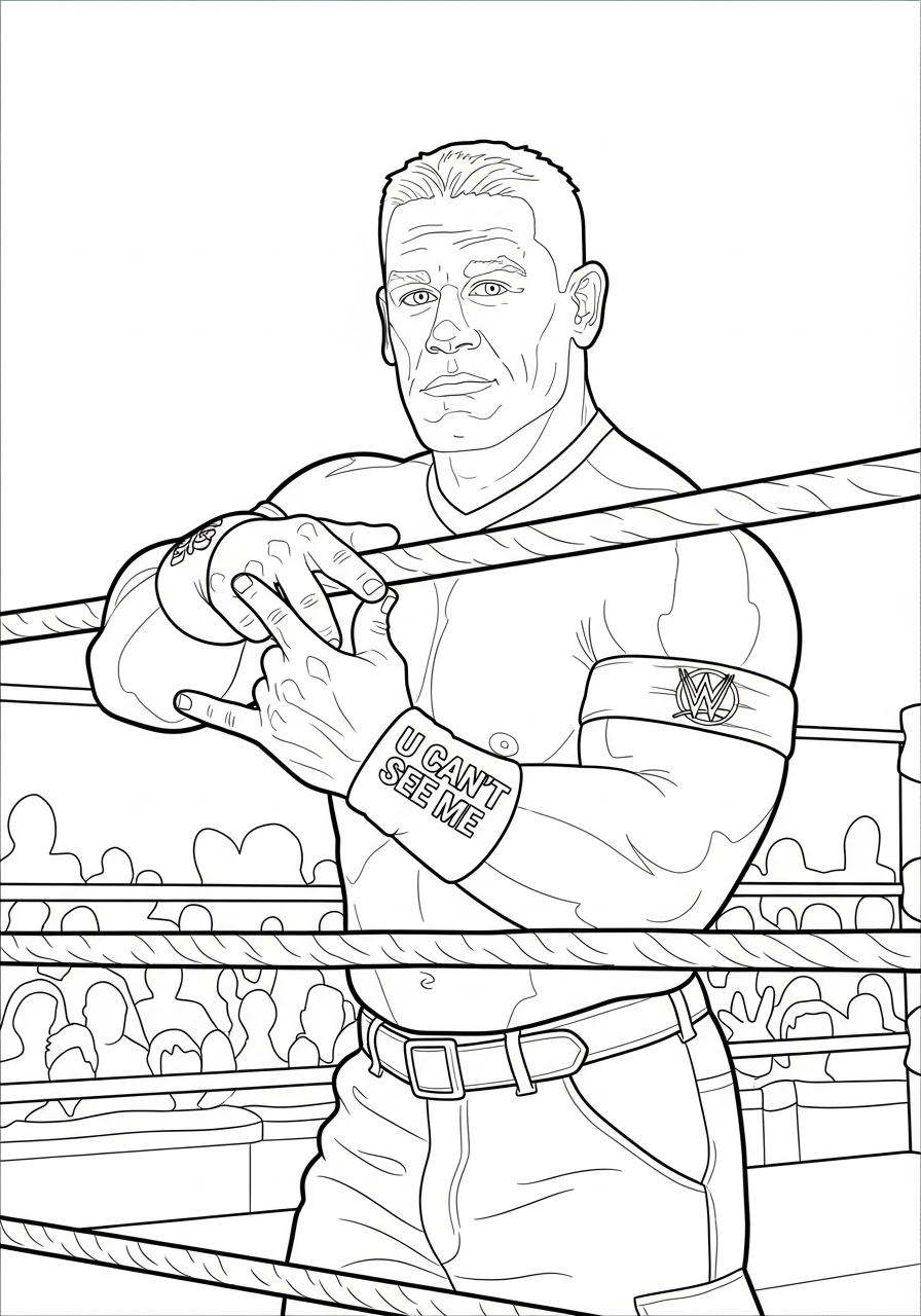 John Cena Coloring Pages 14 John Cena leaning on ropes coloring page