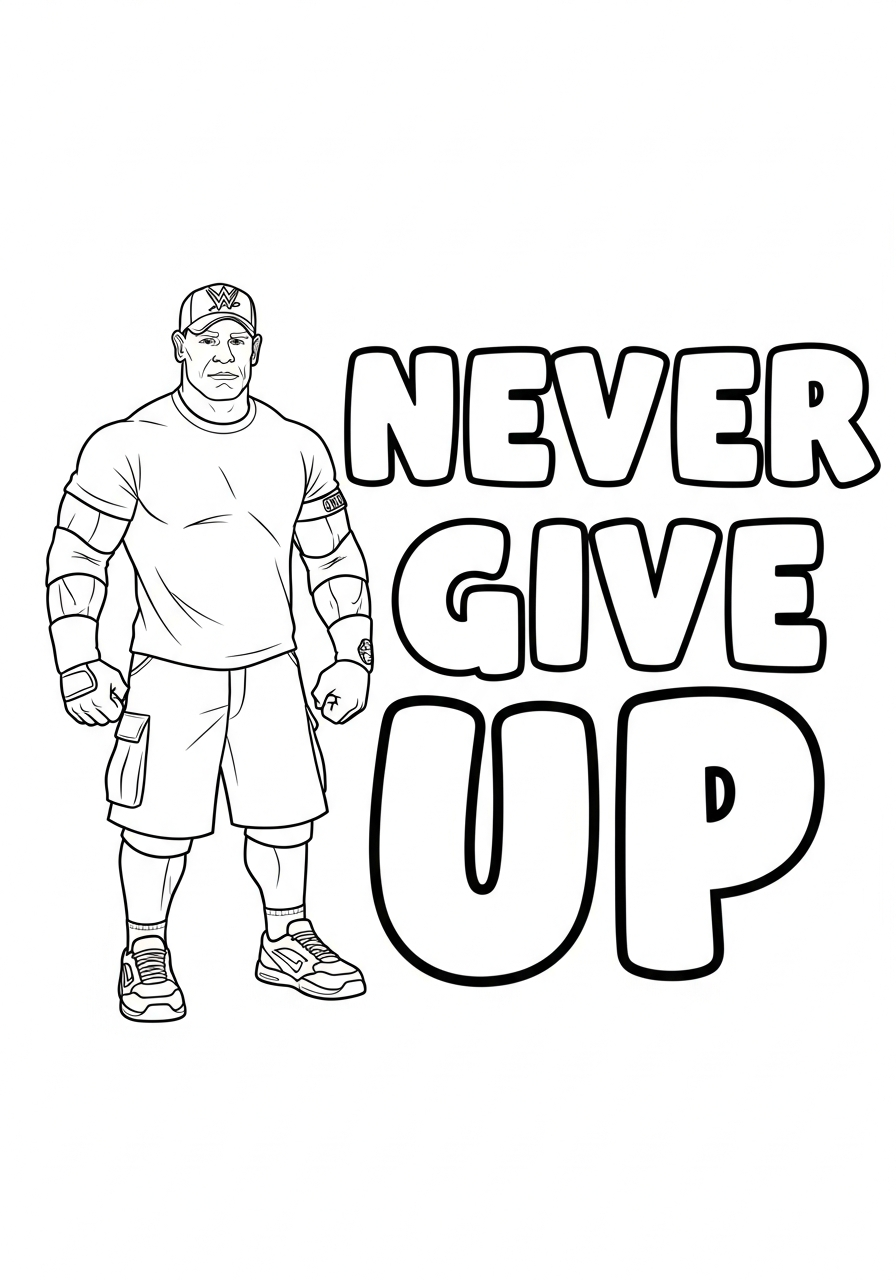 John Cena Coloring Pages 16 John Cena never give up text coloring page