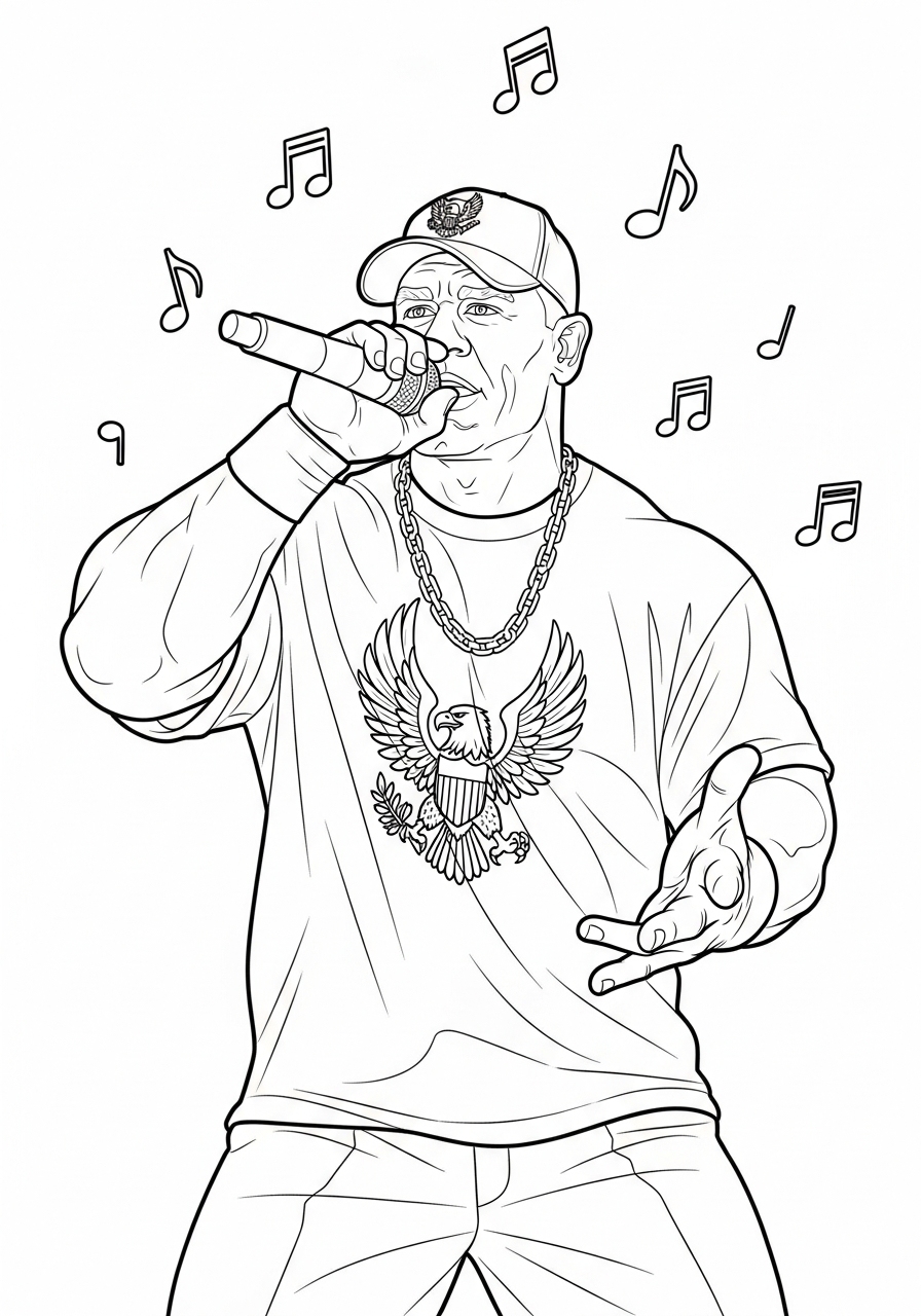John Cena Coloring Pages 18 John Cena rapping with microphone coloring page