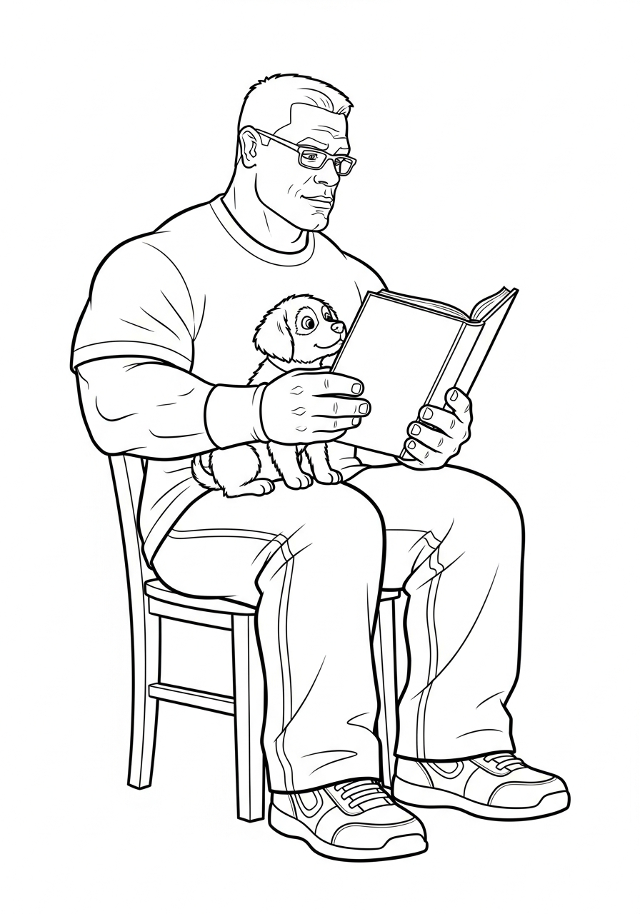 John Cena Coloring Pages 19 John Cena reading book glasses coloring page