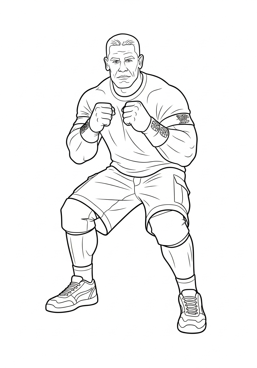 John Cena Coloring Pages 20 John Cena ready to fight coloring page
