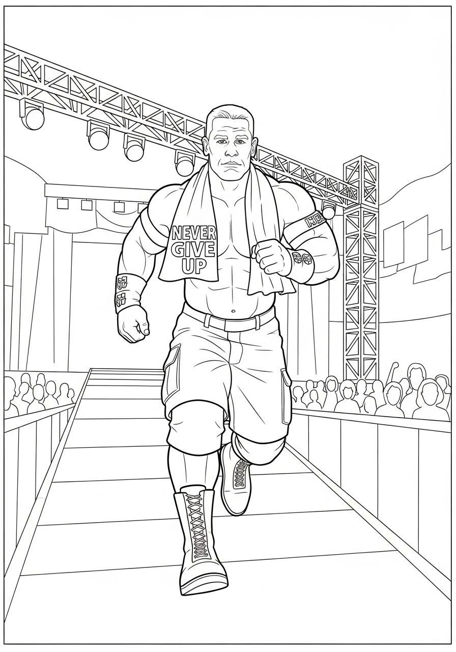 John Cena Coloring Pages 21 John Cena running with towel coloring page