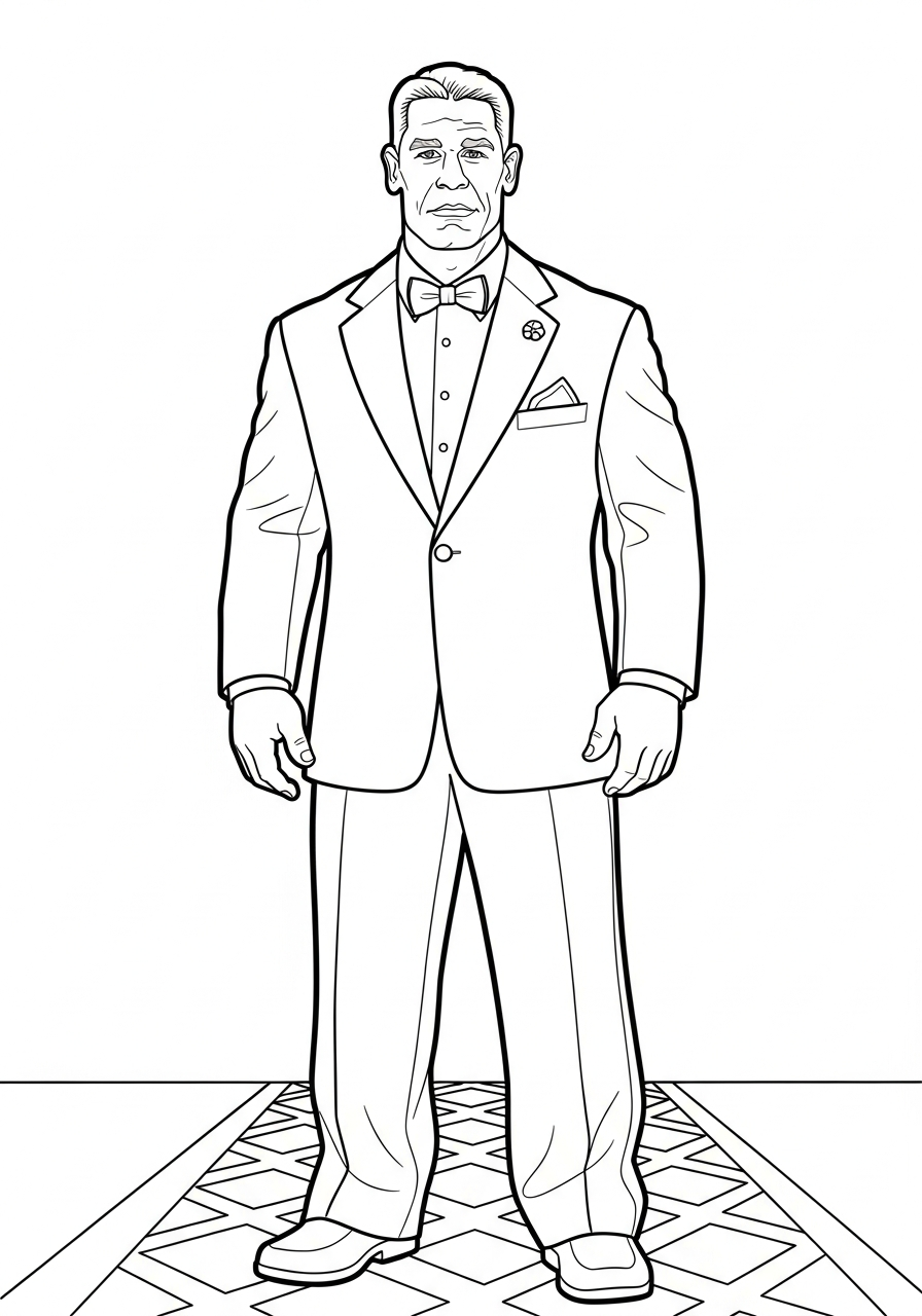 John Cena Coloring Pages 26 John Cena wearing fancy tuxedo coloring page