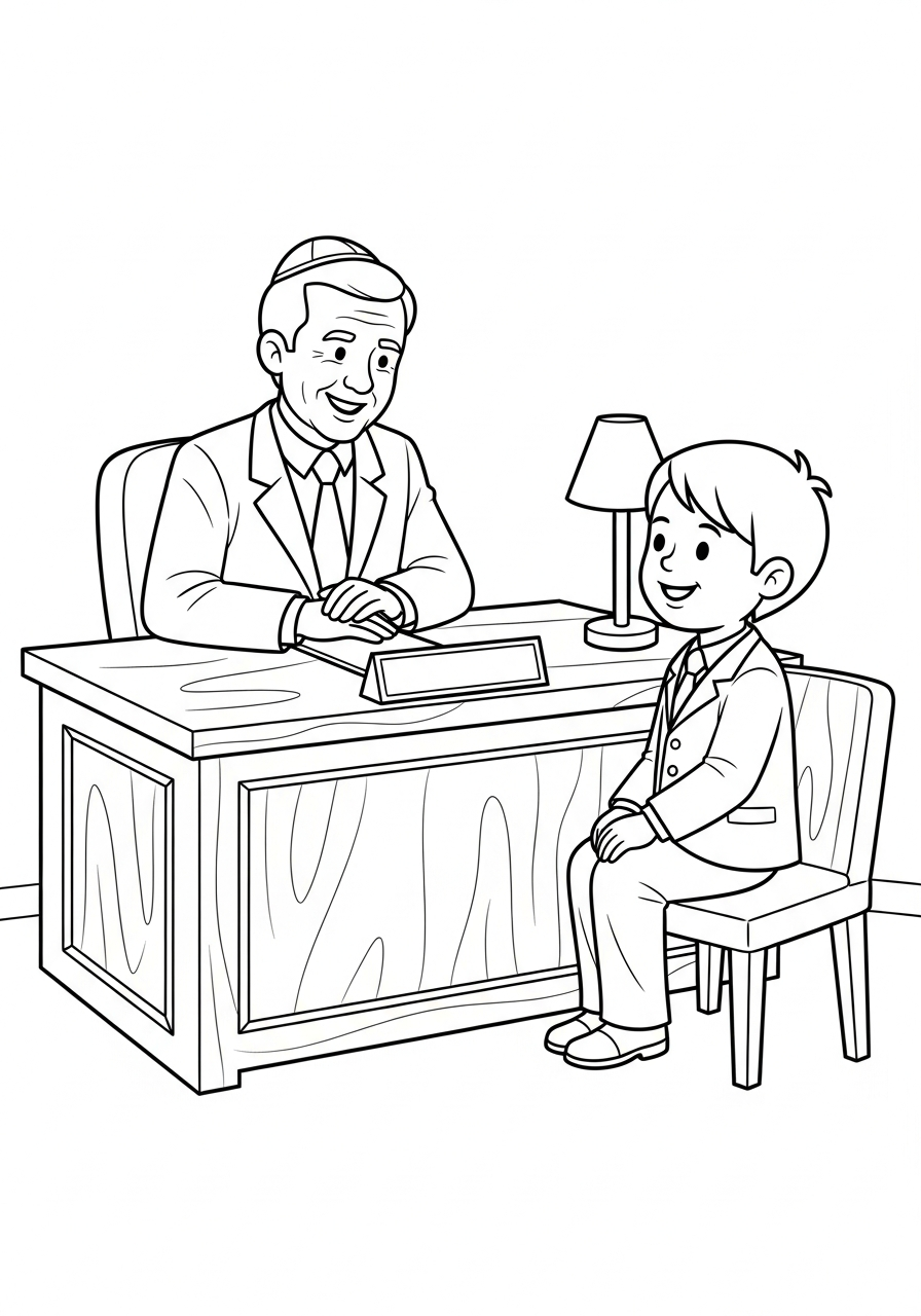 LDS Baptism Coloring Pages 22 Kind bishop talking with smiling child coloring page