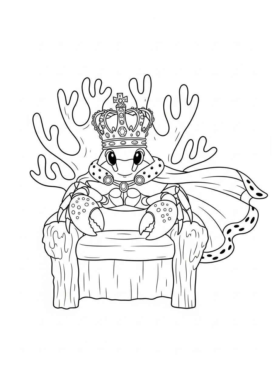 Crab Coloring Pages 23 King crab wearing crown coloring page